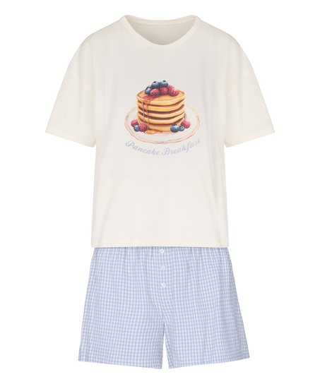 Pyjama Set with Short and T-shirt, White