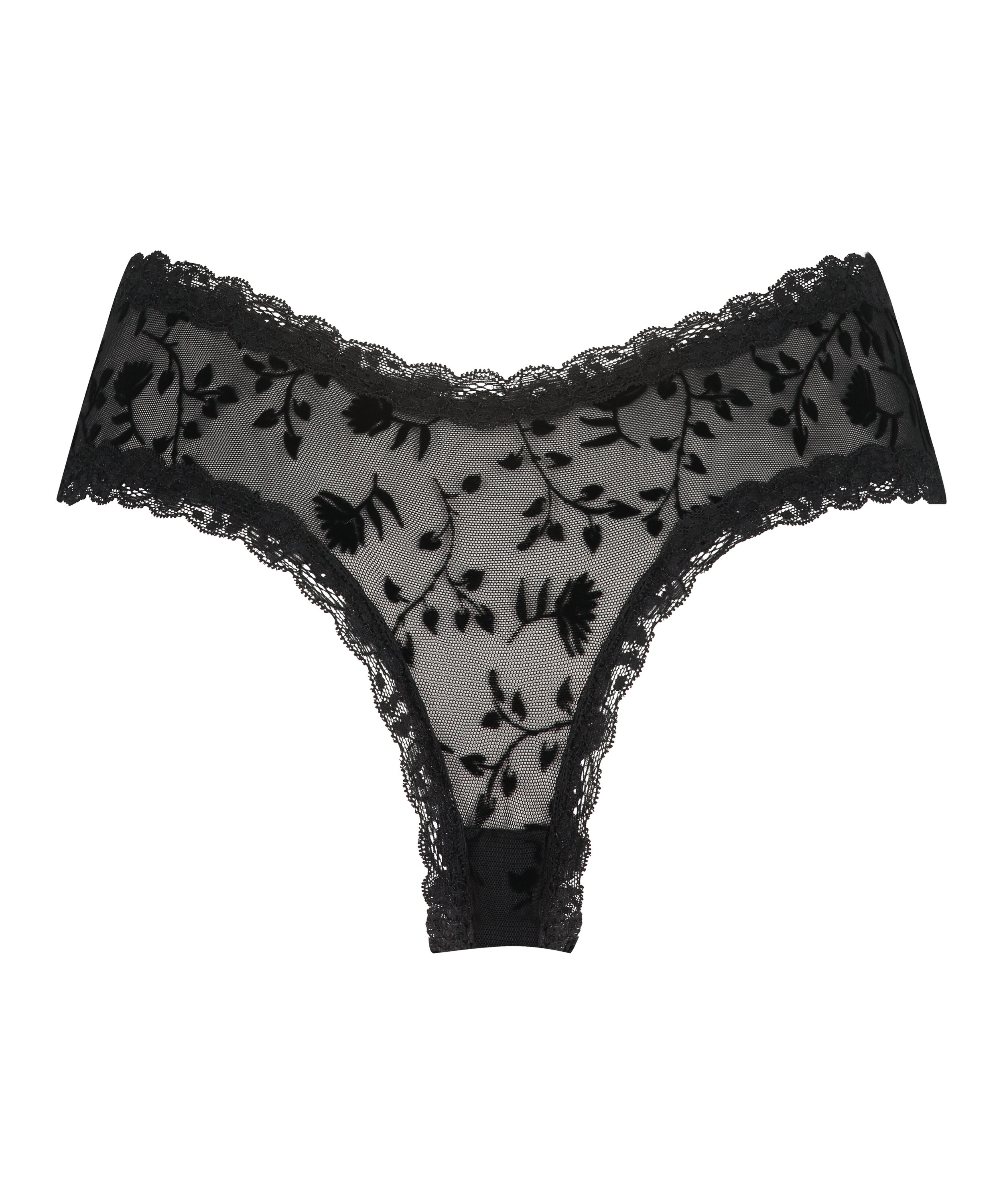 V-shaped Brazilian knickers mesh, Black, main