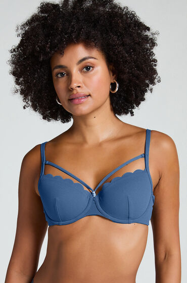Hunkemöller Scallop Padded Underwired Bikini Top Blue