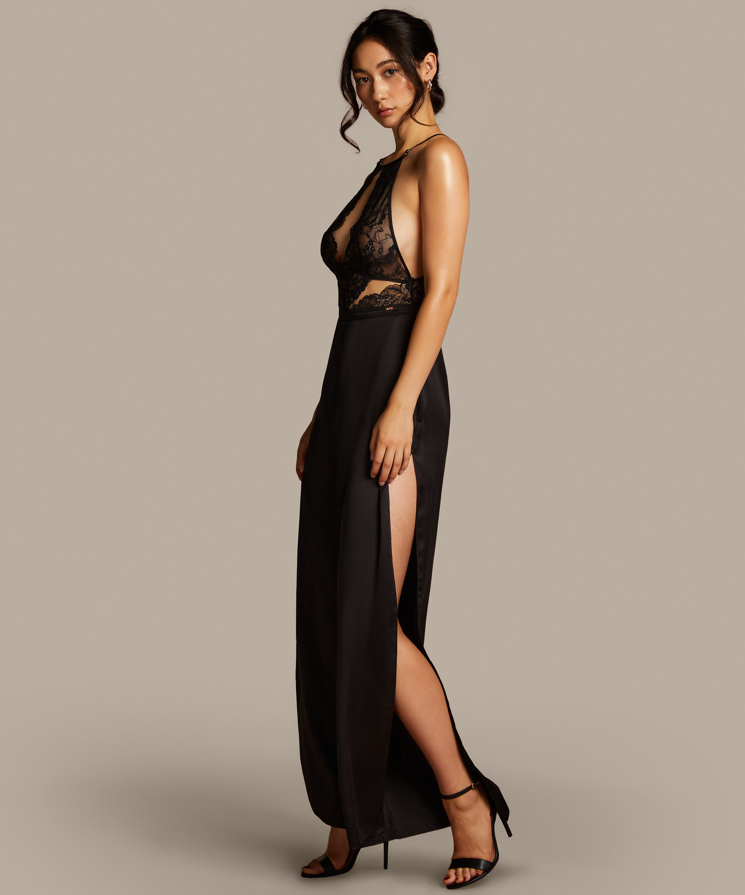 Gabriel Satin Lace Jumpsuit, Black