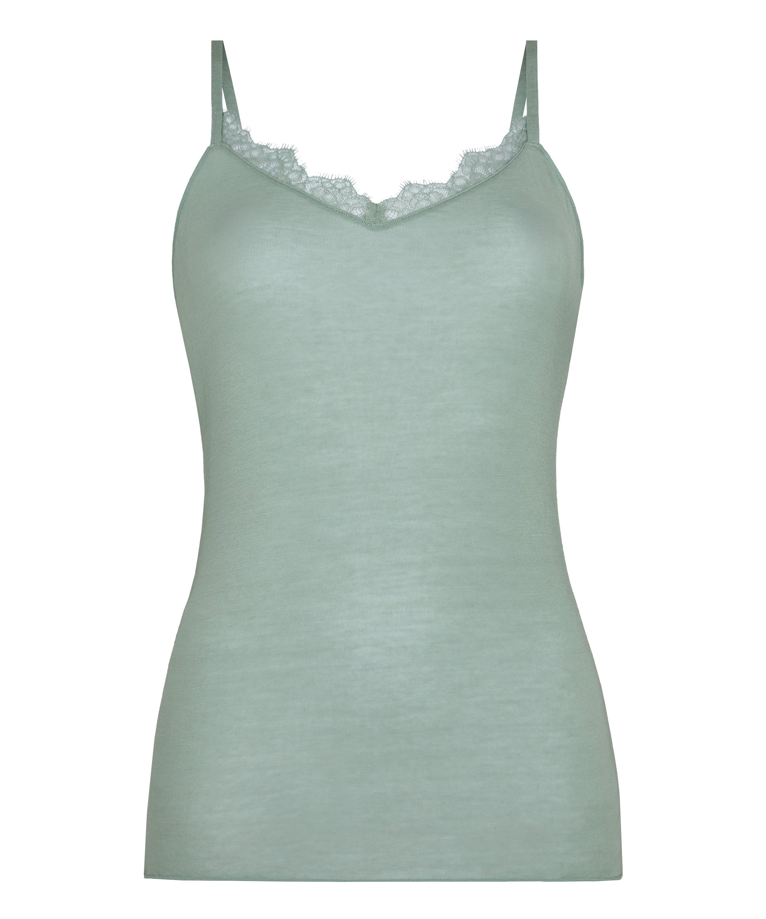 super soft Lace V-Neck cami with Cashmere, Green, main