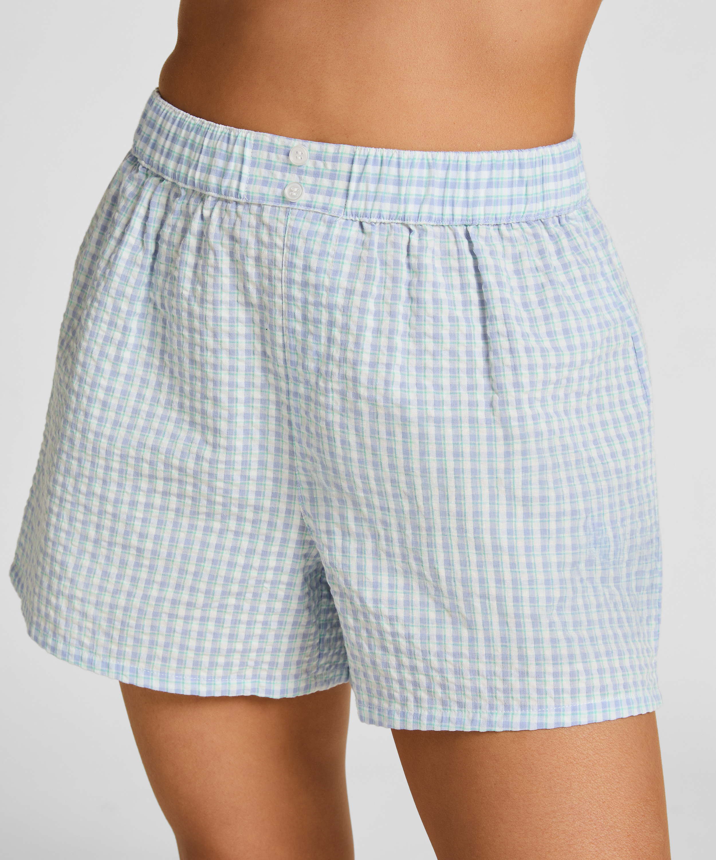 Pyjama Short Seersucker, Blue, main