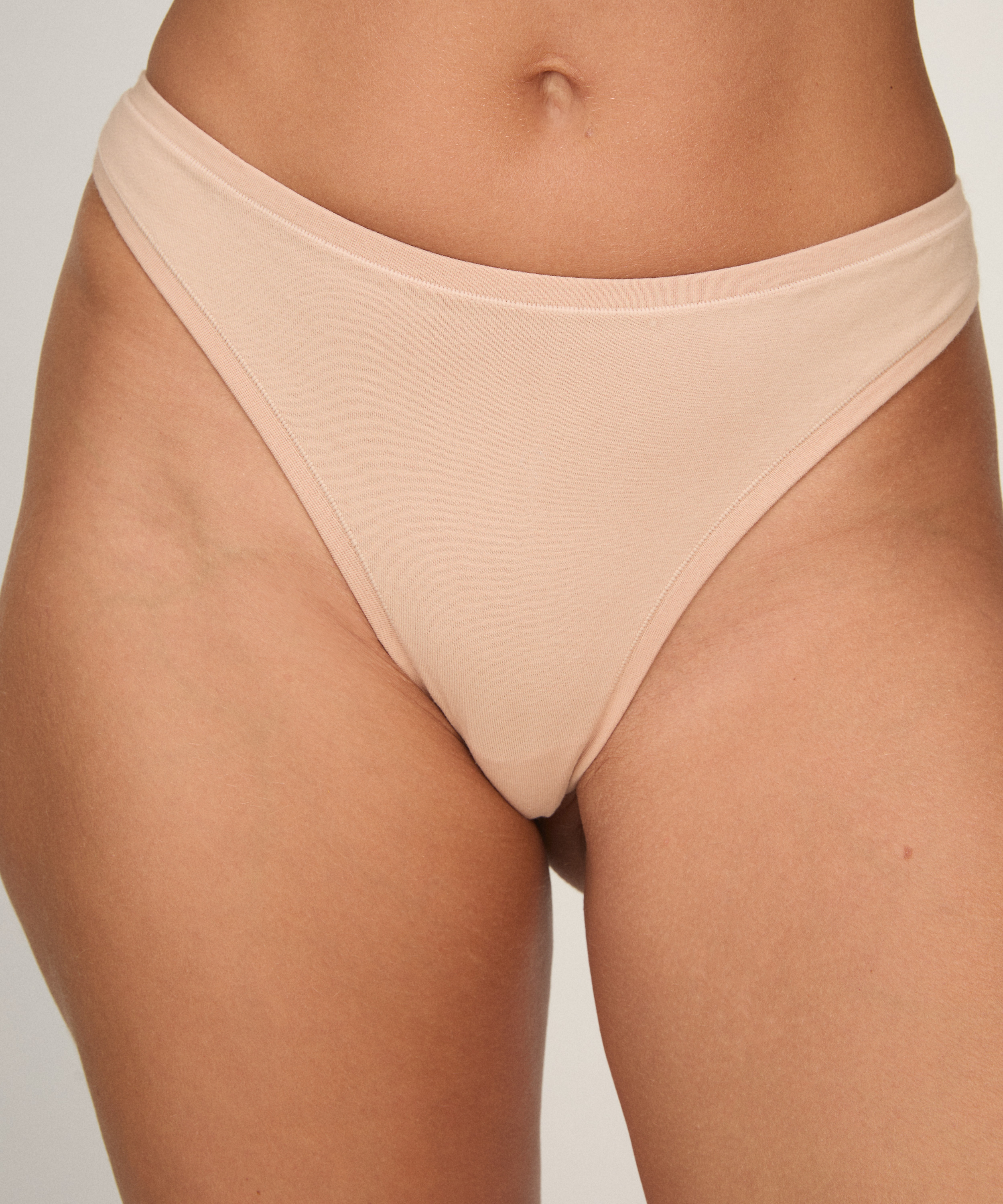 Multipack Cotton Thong, Beige, main