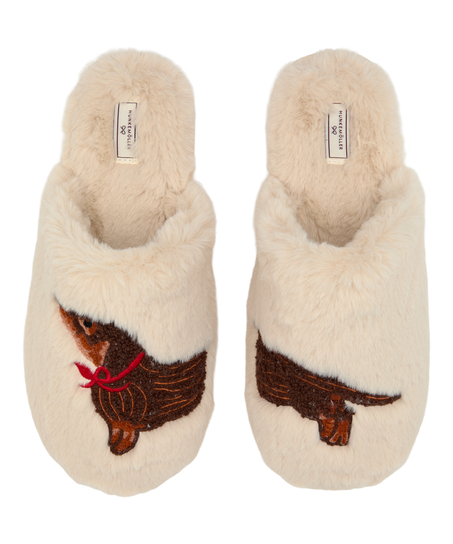 Slippers Faux Fur, White