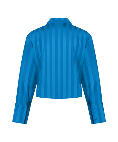 Satin Long-Sleeved Jacket, Blue