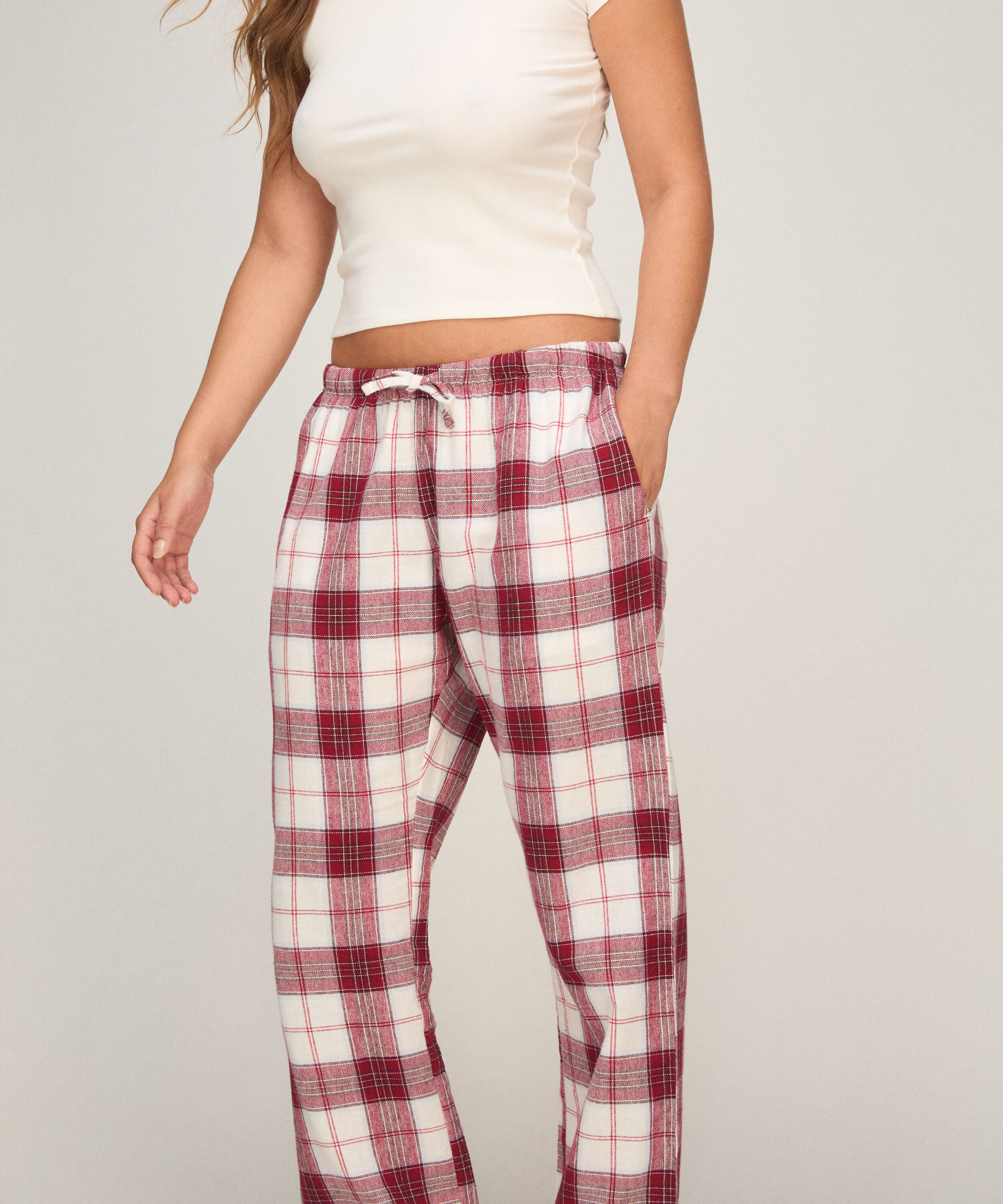 Flannel Pyjama Pants, White