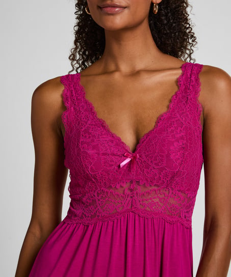 Nora Lace Slip Dress, Pink