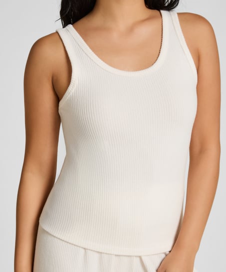 Singlet Brushed Jersey Rib, White