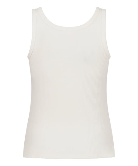 Singlet Brushed Jersey Rib, White