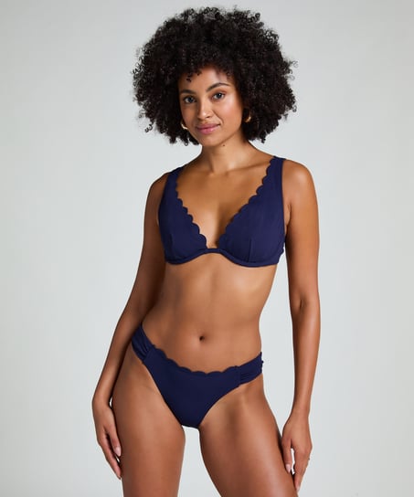 Scallop non-padded underwired bikini top, Blue