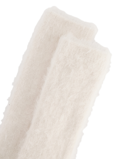 Fluffy Long Socks, Beige