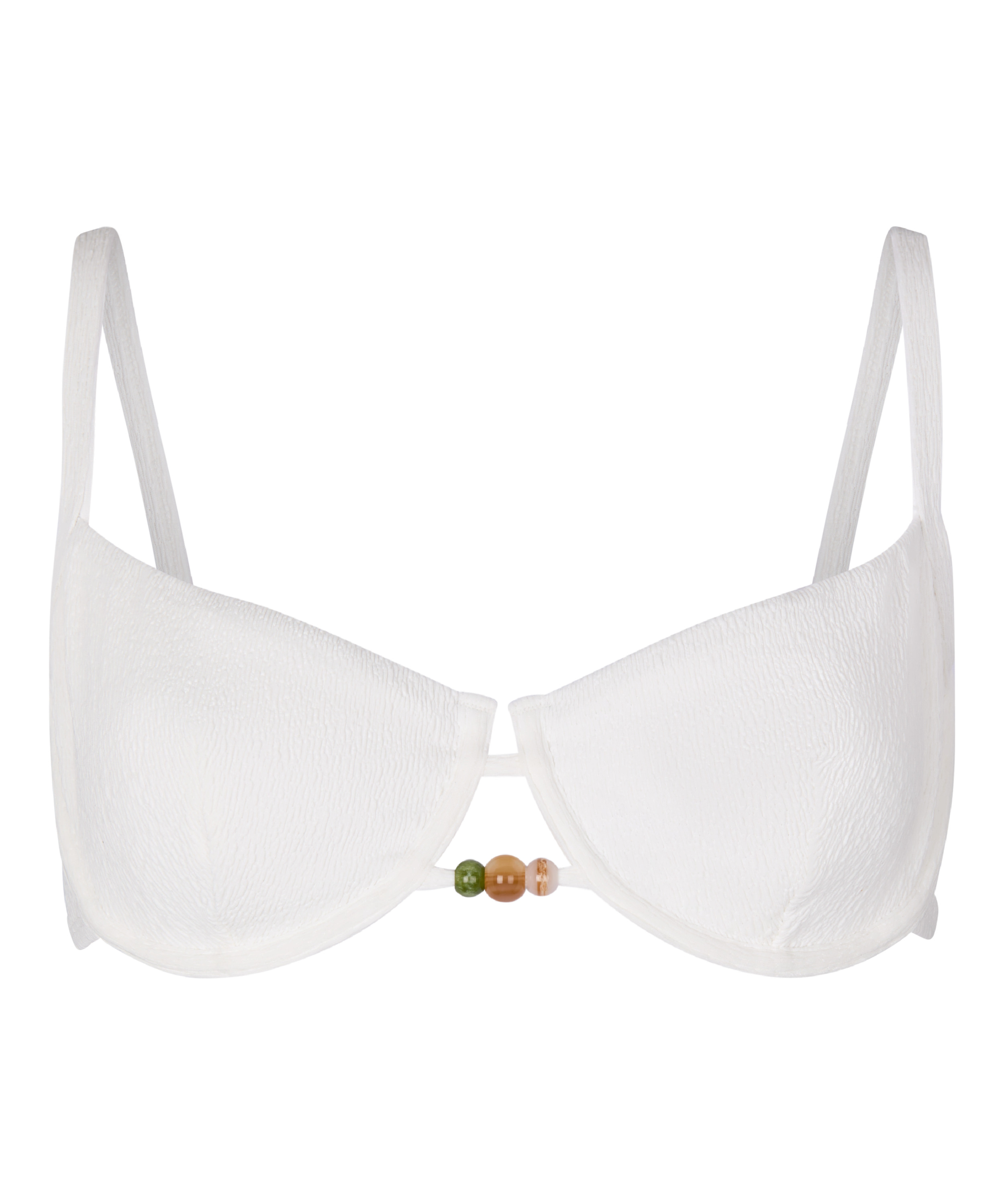 Non-Padded Underwired Bikini Top Crinkle, White, main