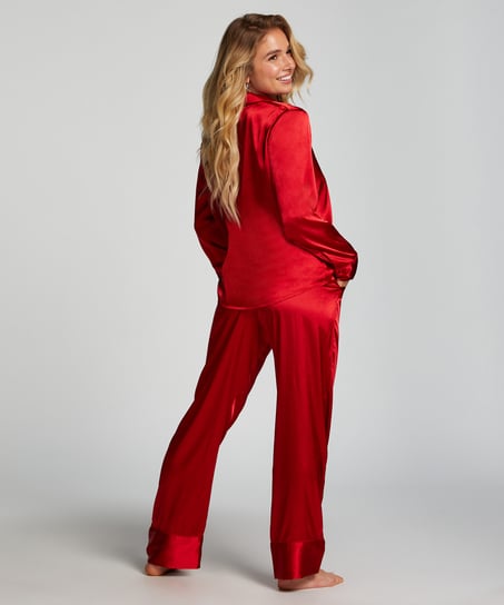 Satin Long-Sleeved Jacket, Red