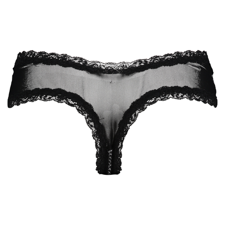 V-shaped Brazilian knickers mesh, Black