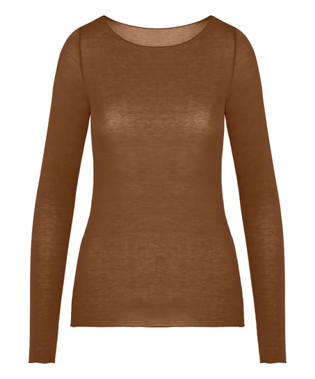 super soft Boatneck shirt with Cashmere, Brown