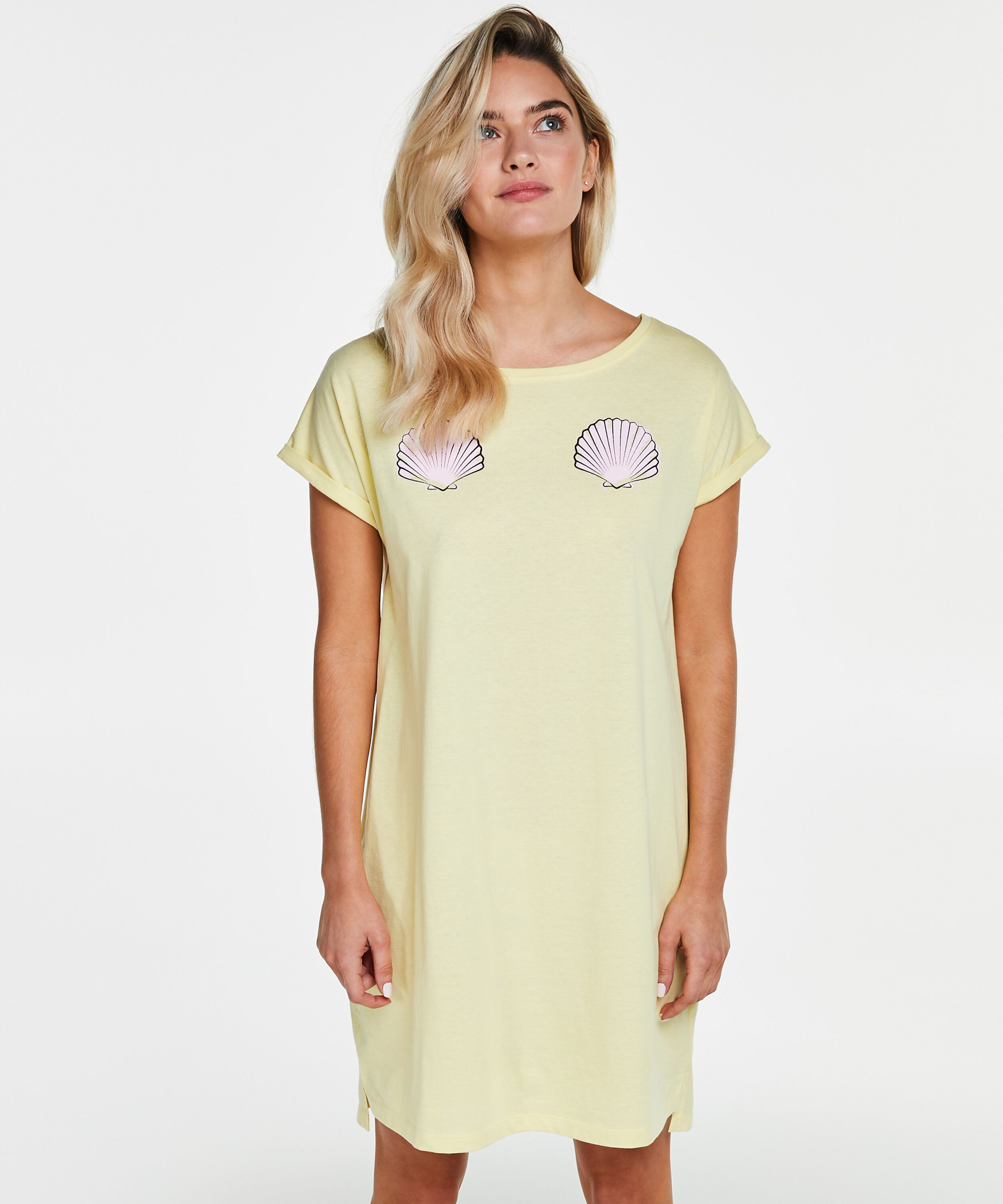 Boat Neck Nightshirt, Yellow