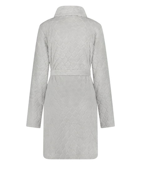 Fleece Zip Bathrobe, Gray