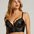 Talia Padded Longline Underwired Push-Up Bra, Black