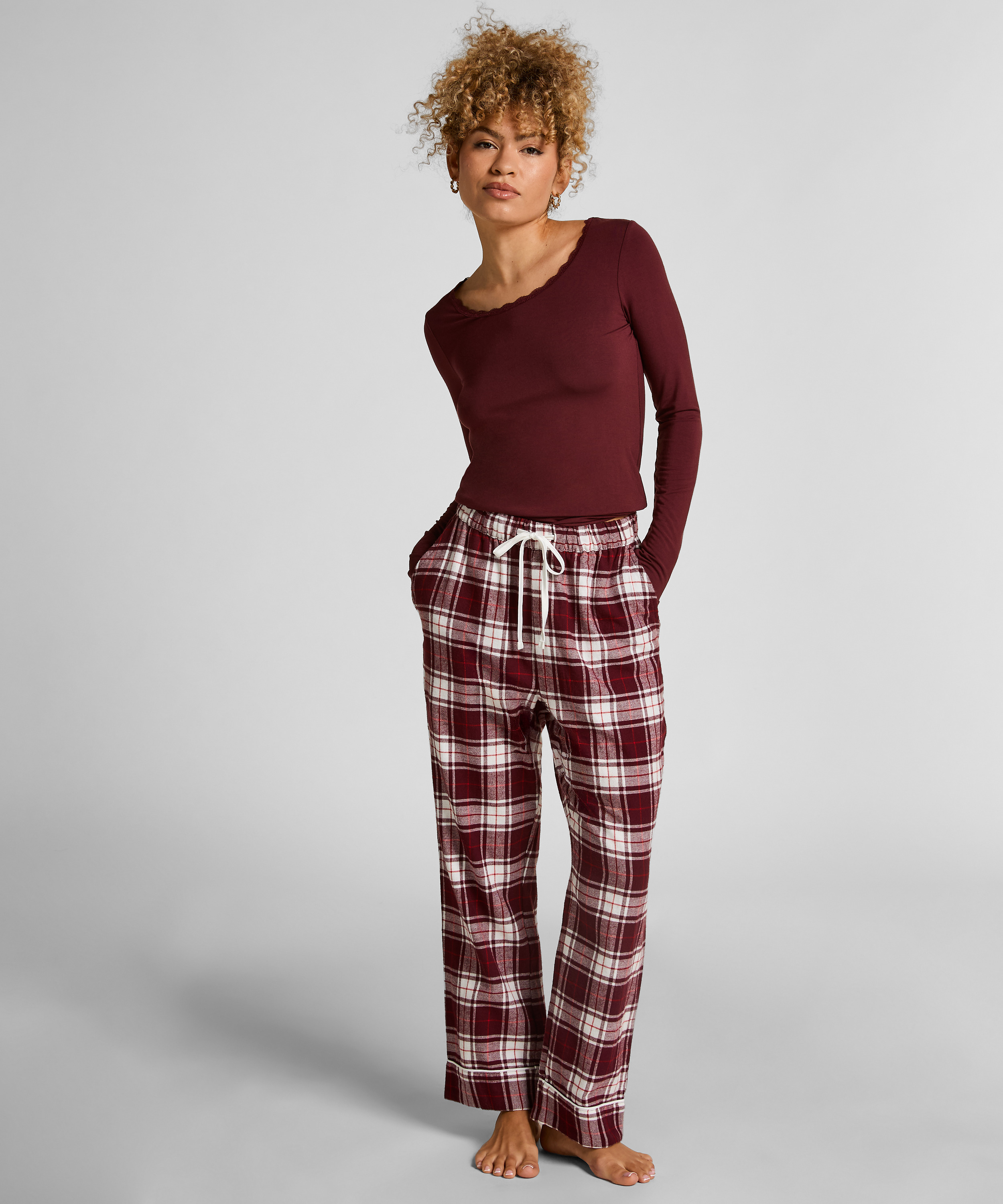 Flannel Pyjama Pants, Purple, main
