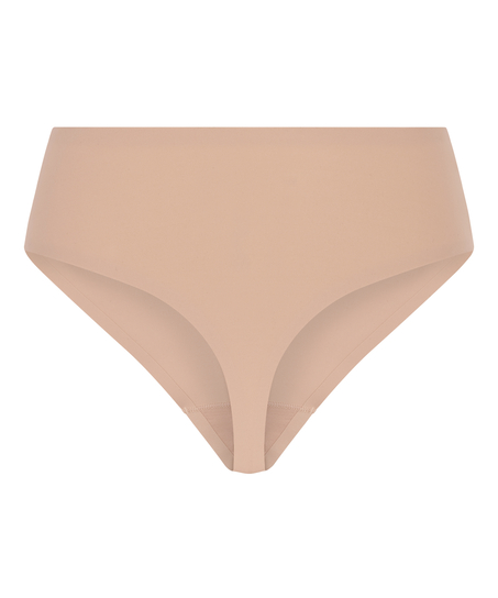 High Waisted Thong Smooth, Beige