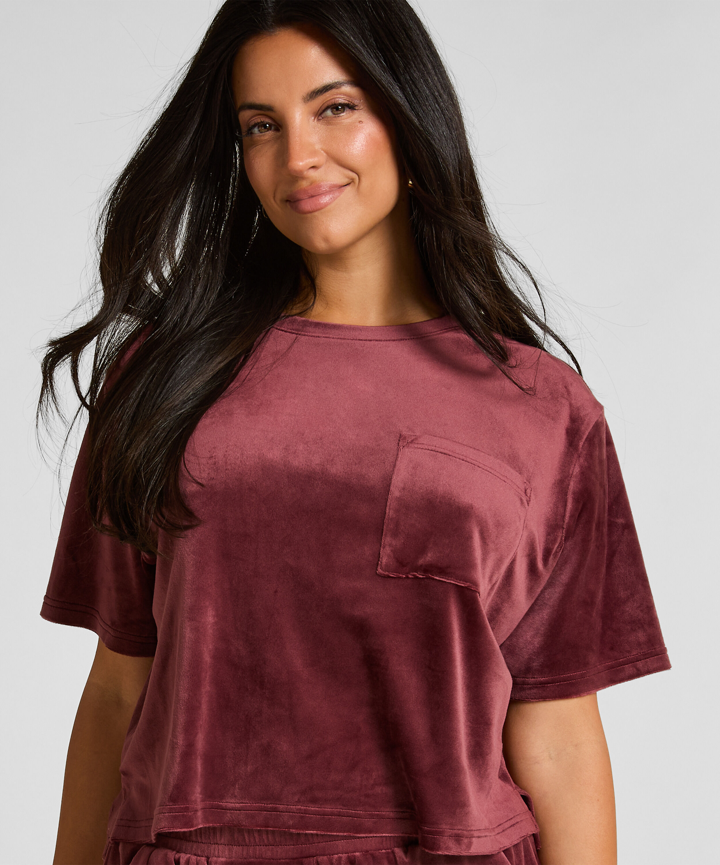Top Velours Pocket, Red