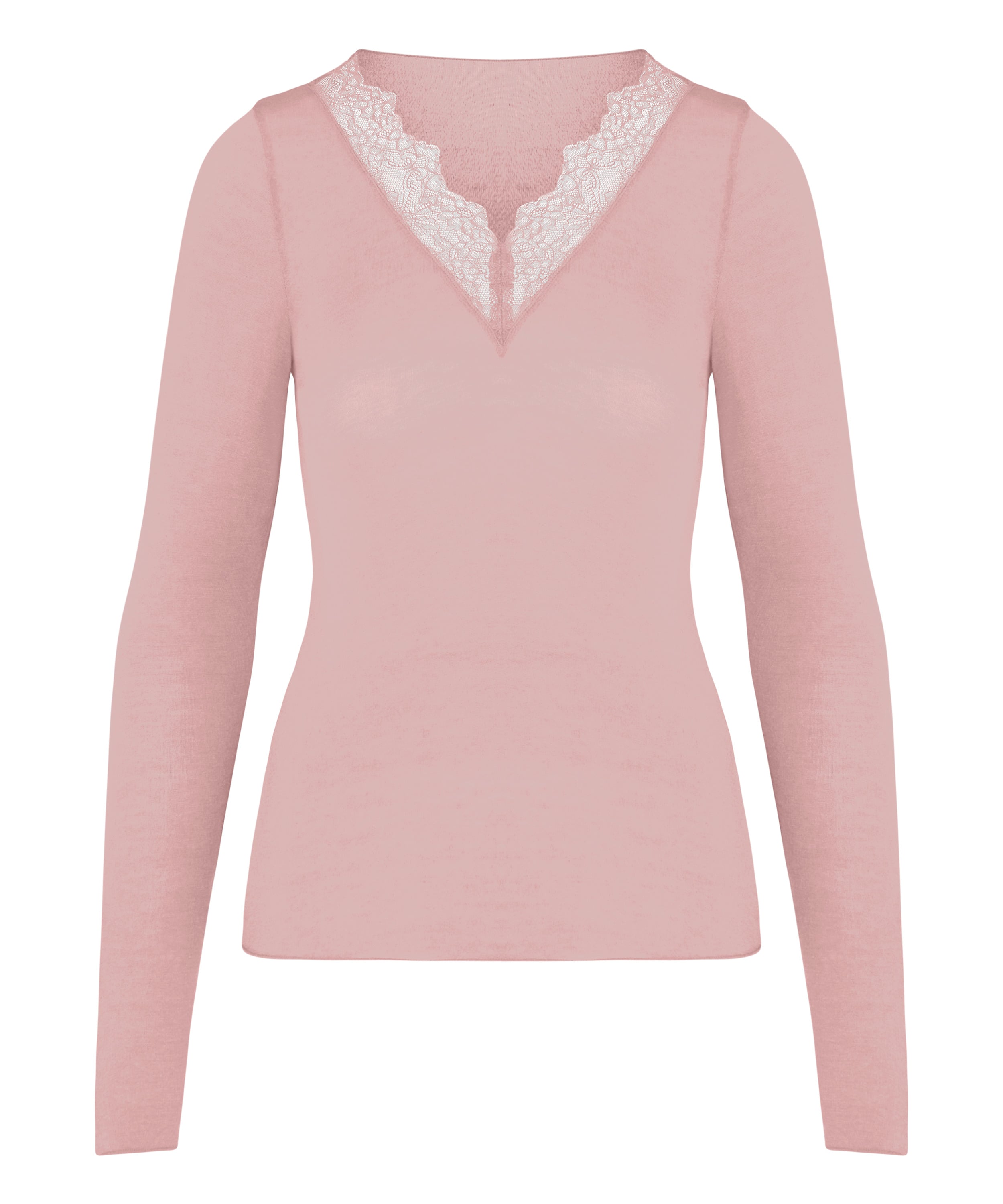 super soft Lace V-Neck Shirt with Cashmere, Pink, main