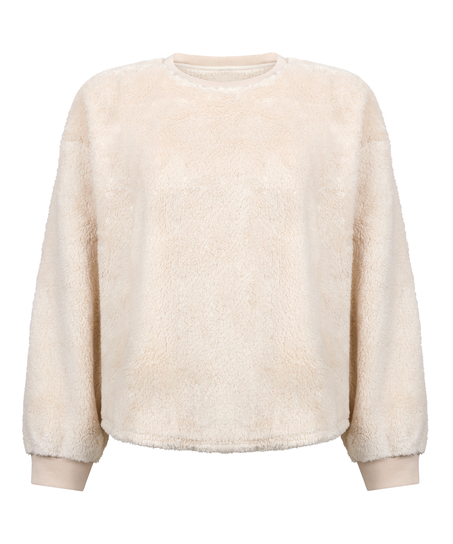 Longsleeved Top Fluffy Fleece, Beige