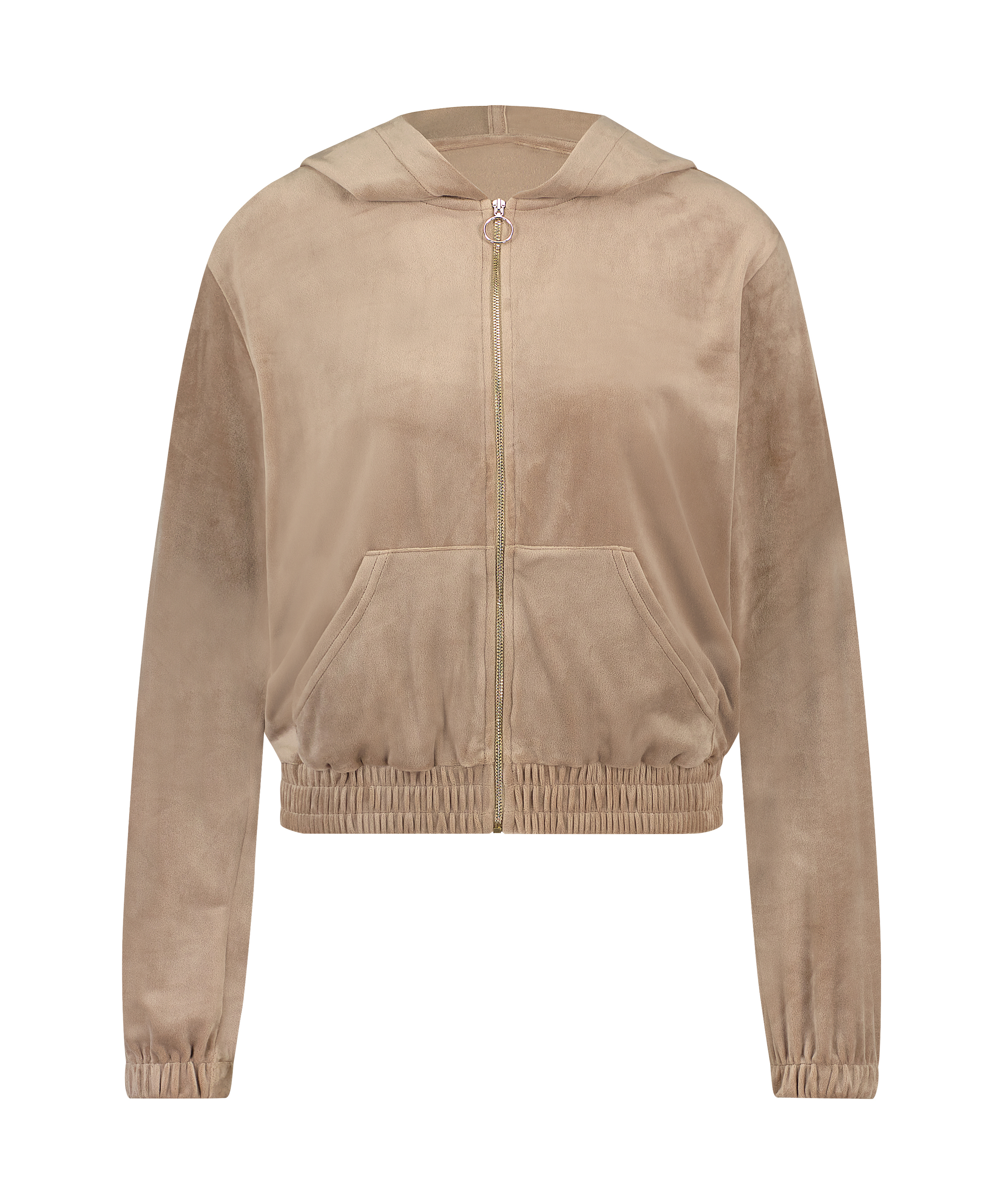Velour hoodie jacket, Brown, main