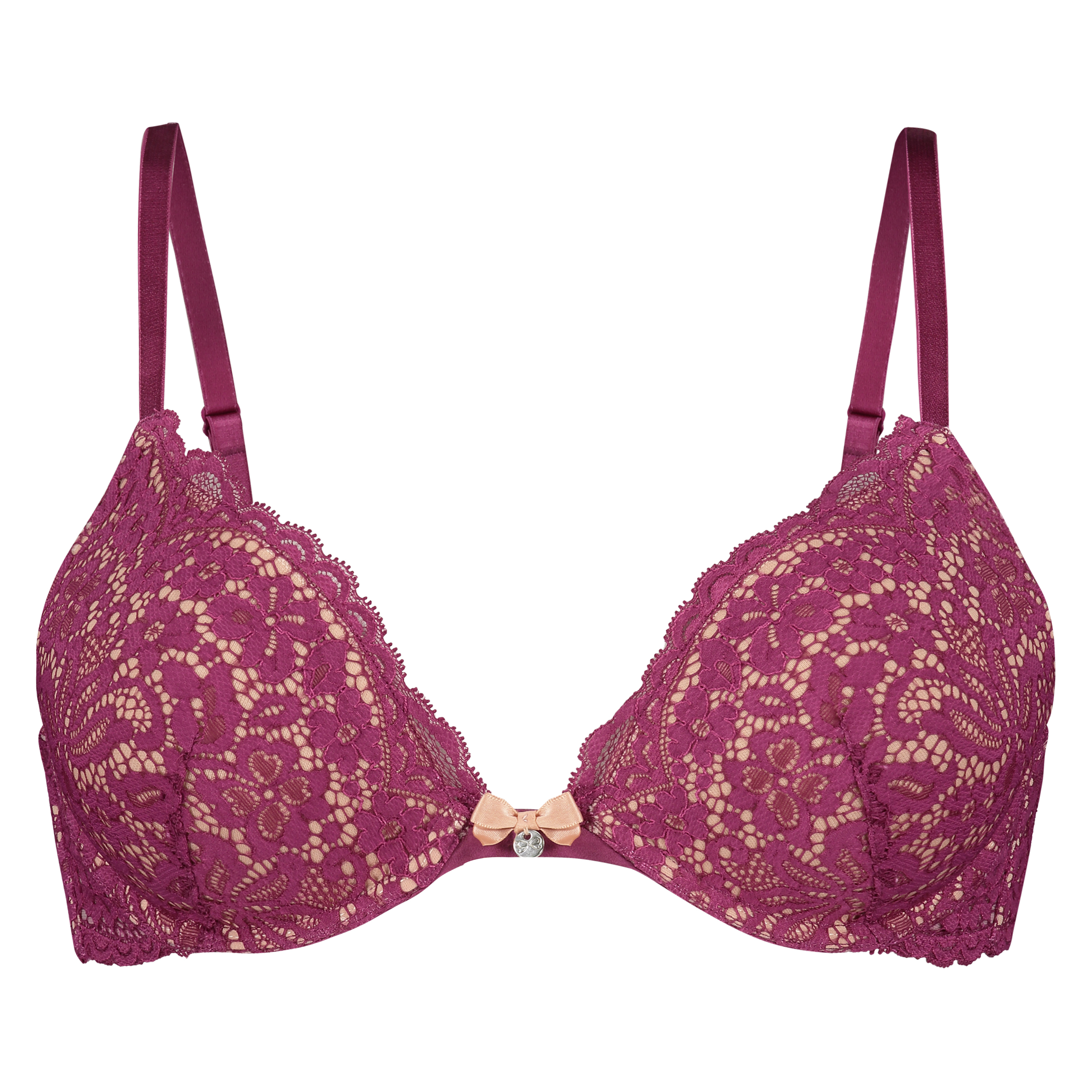 Rose padded push-up bra, Purple, main