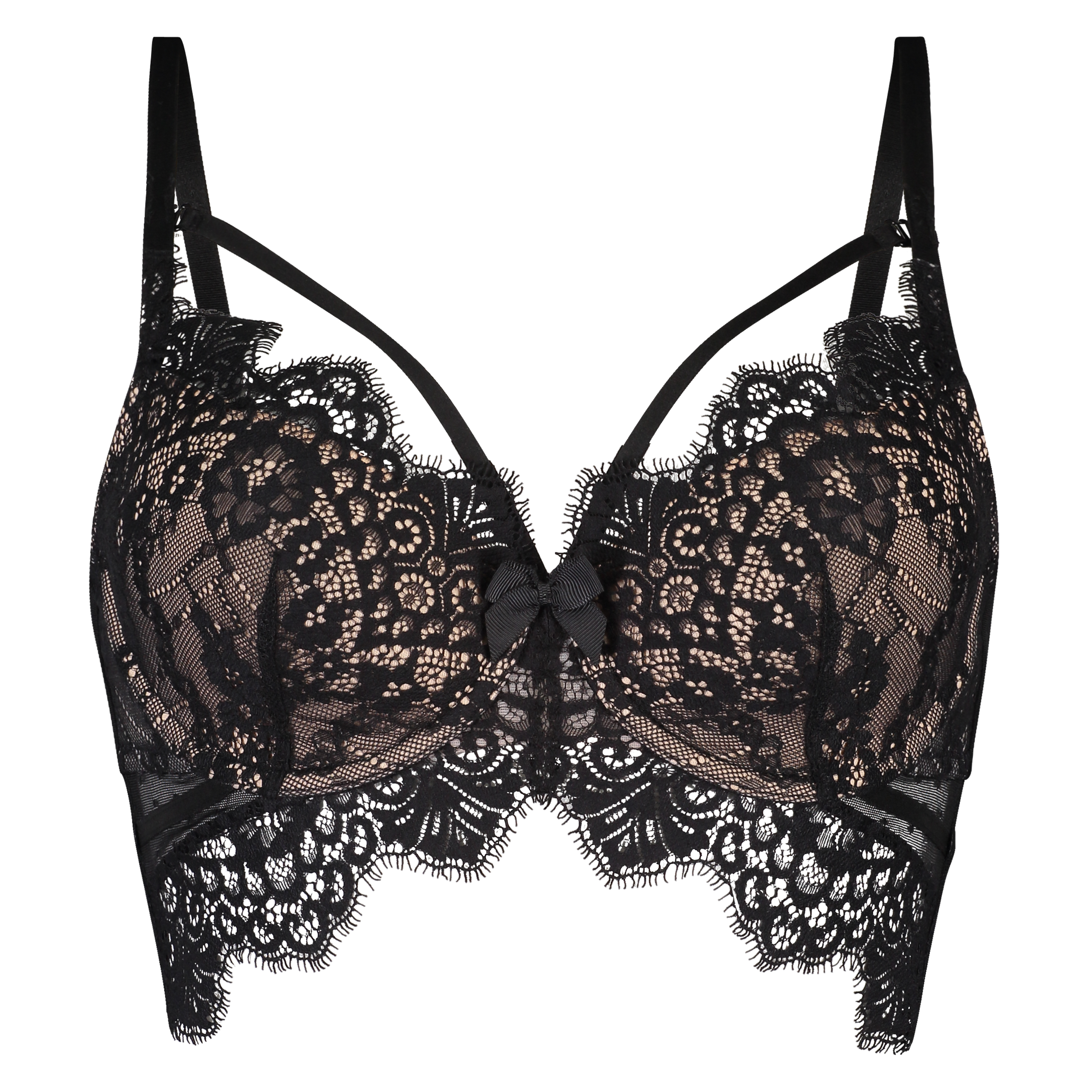 Marilee Padded Underwired Longline Bra, Black, main