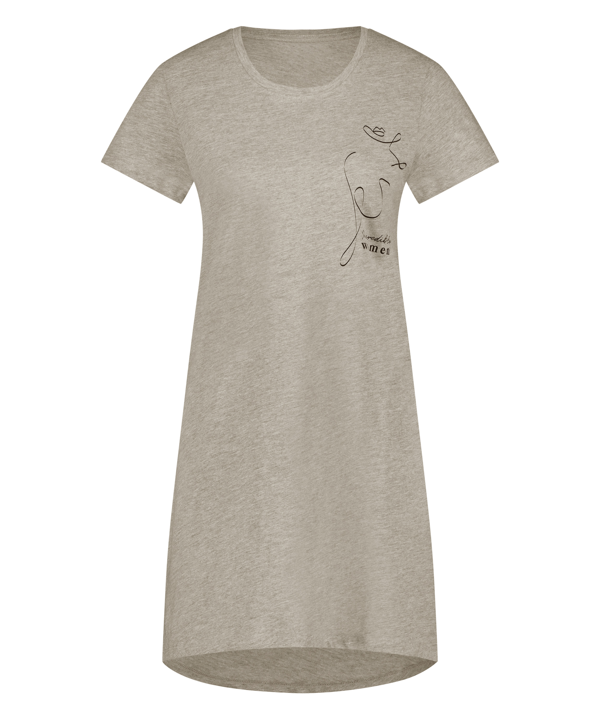 Round Neck Nightshirt, Gray, main