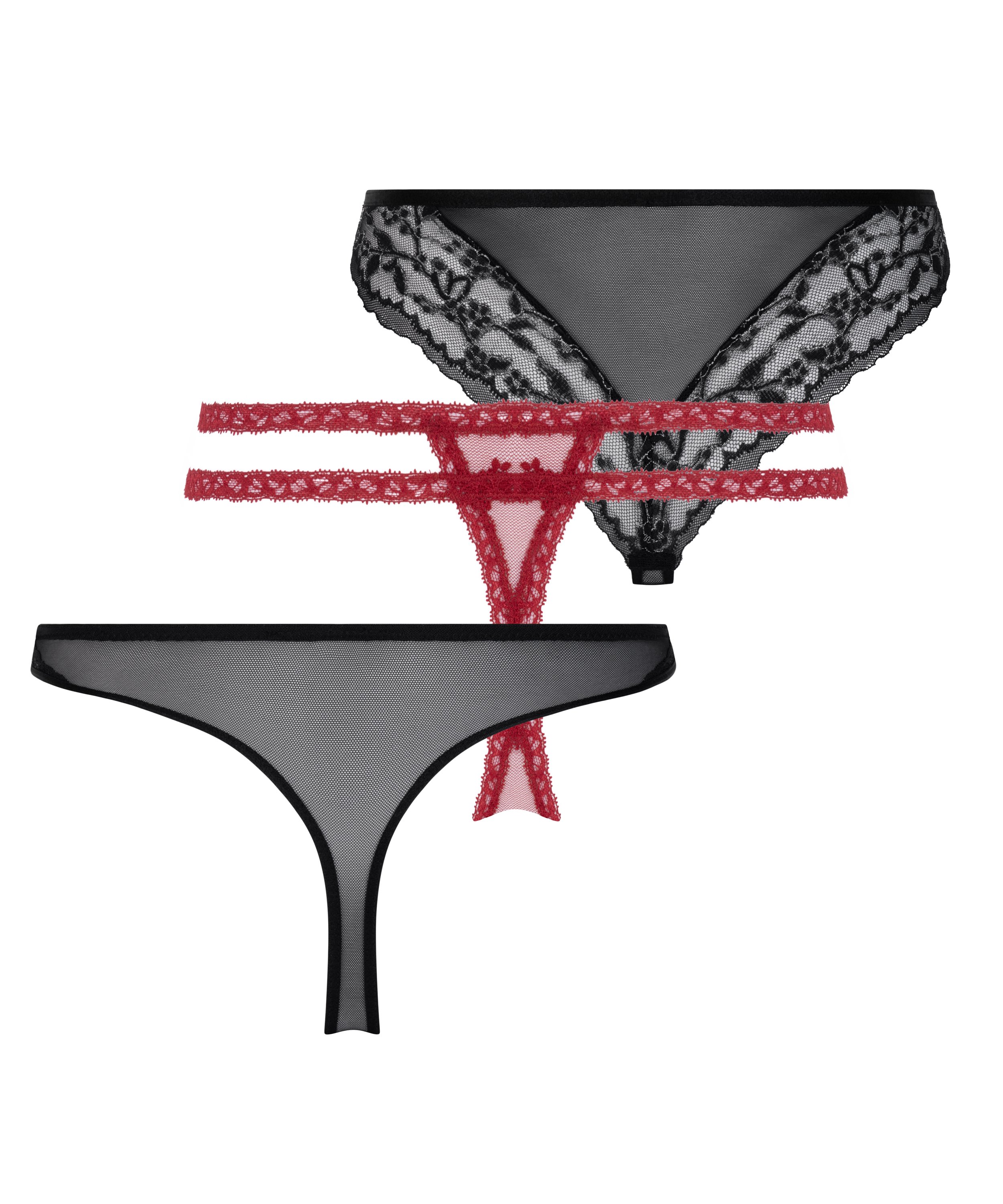 3-pack Thongs, Black, main