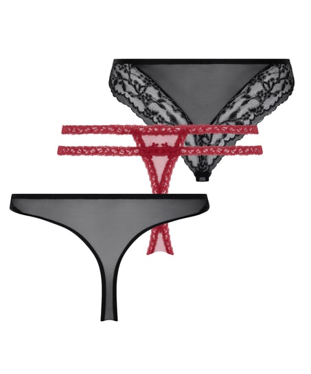 3-pack Thongs, Black