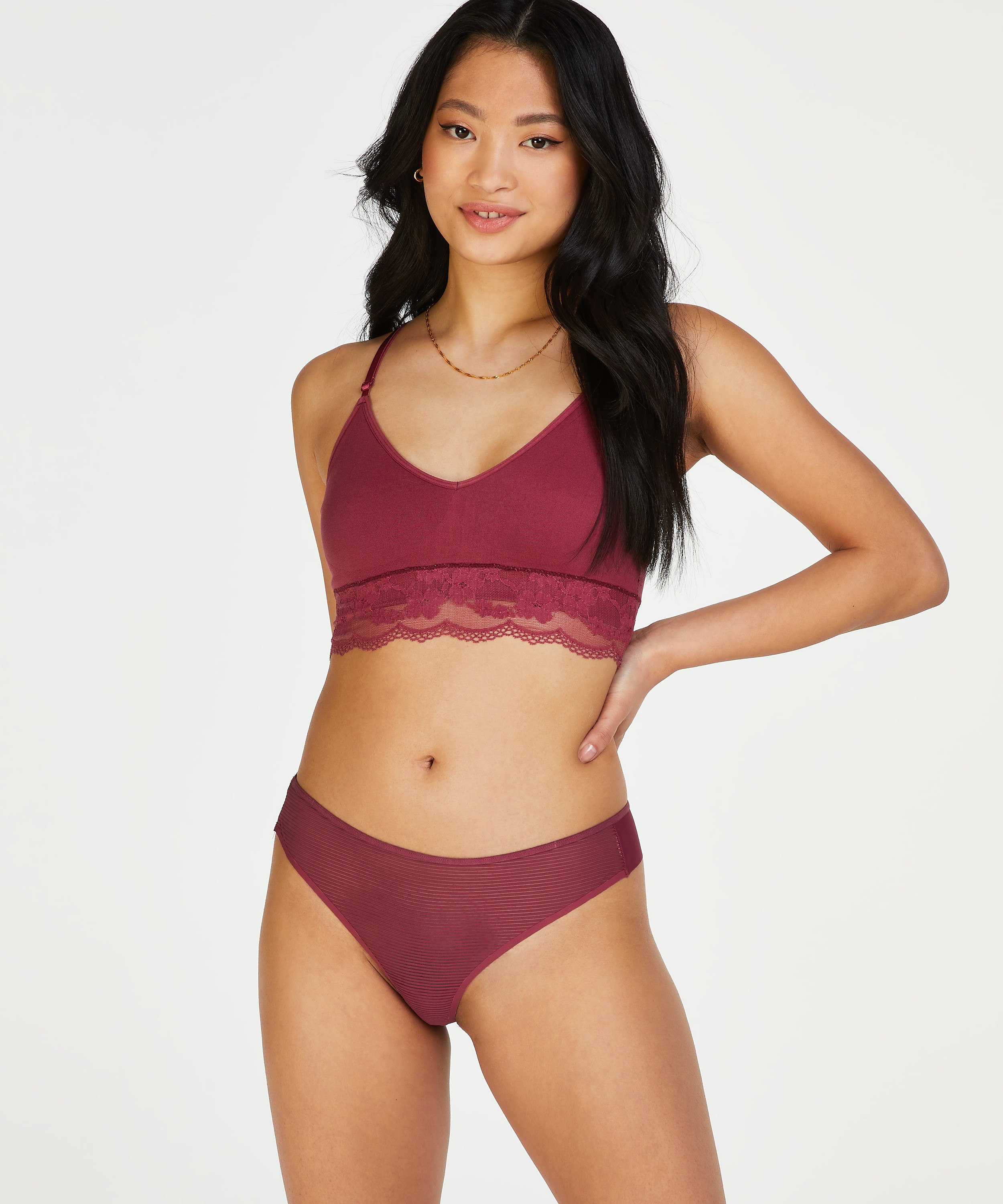 Invisible thong Stripe mesh, Red, main