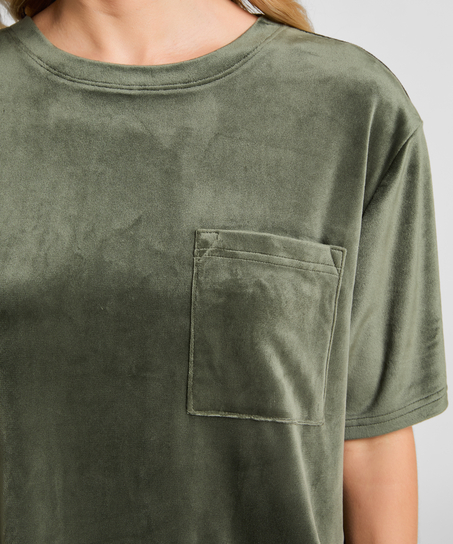 Top Velours Pocket, Green