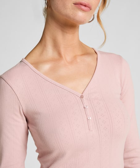 Henley Pyjama Top, Pink