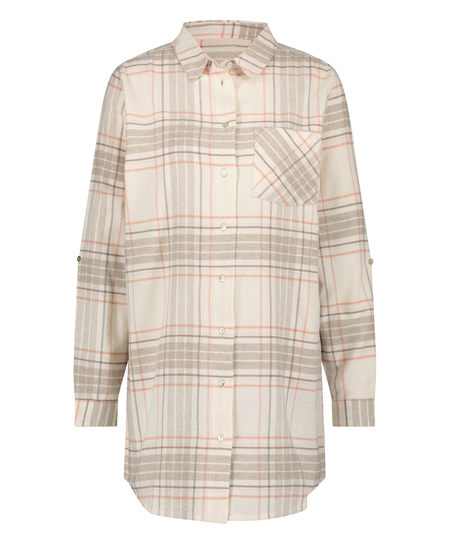 Boyfriend Check Nightshirt, Beige