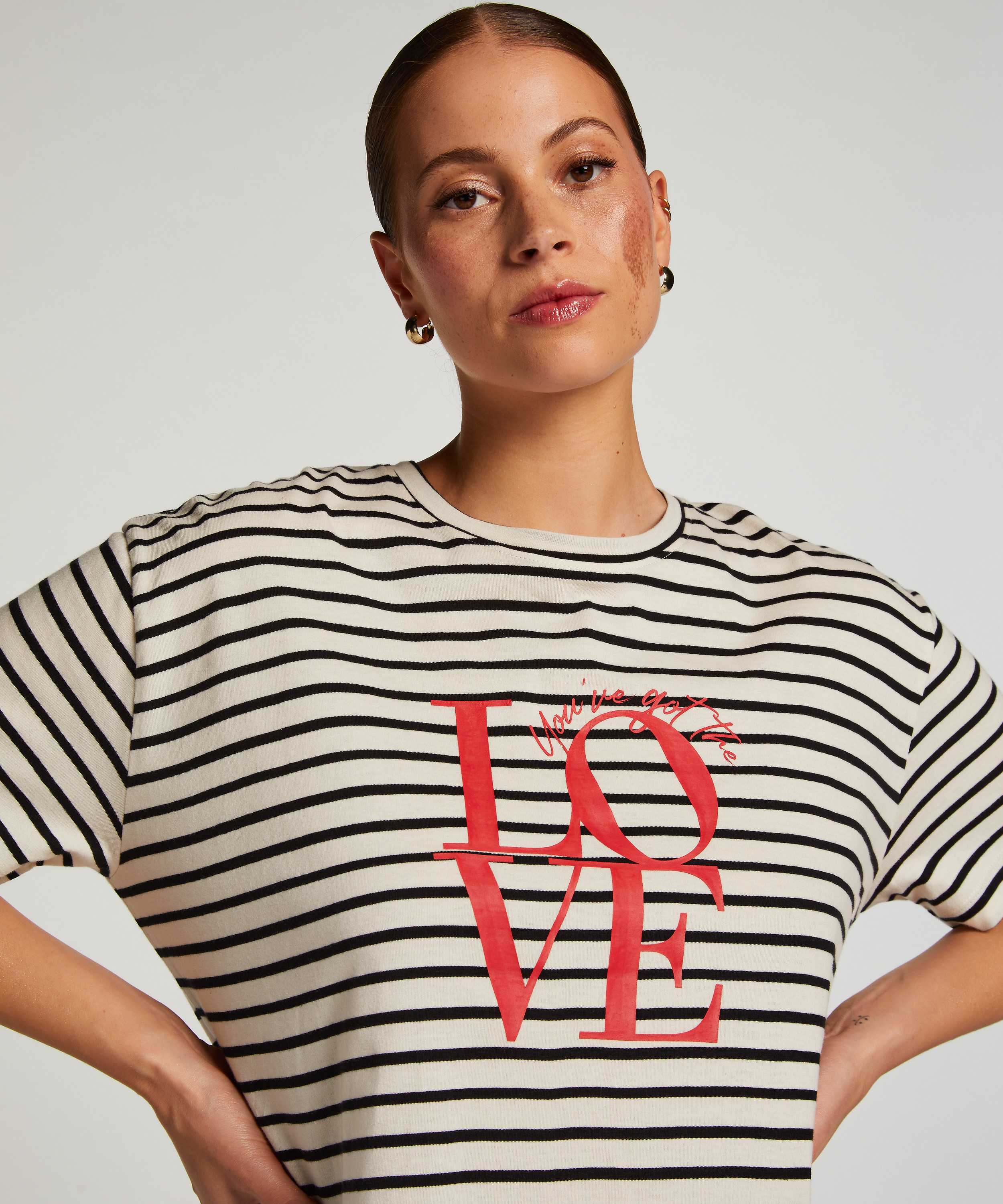 Round Neck Nightshirt, Black, main