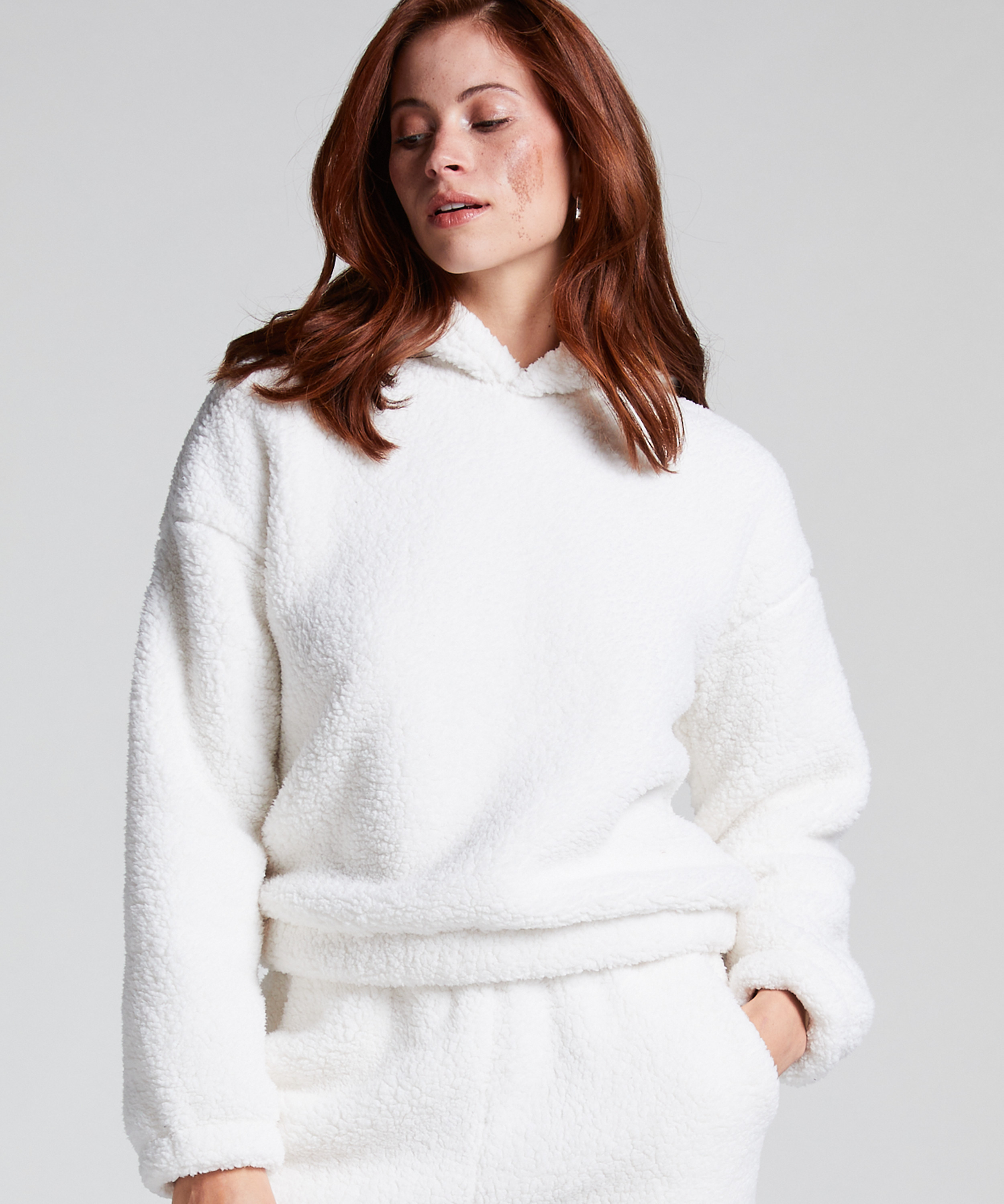 Snuggle Hoodie Fleece, White, main