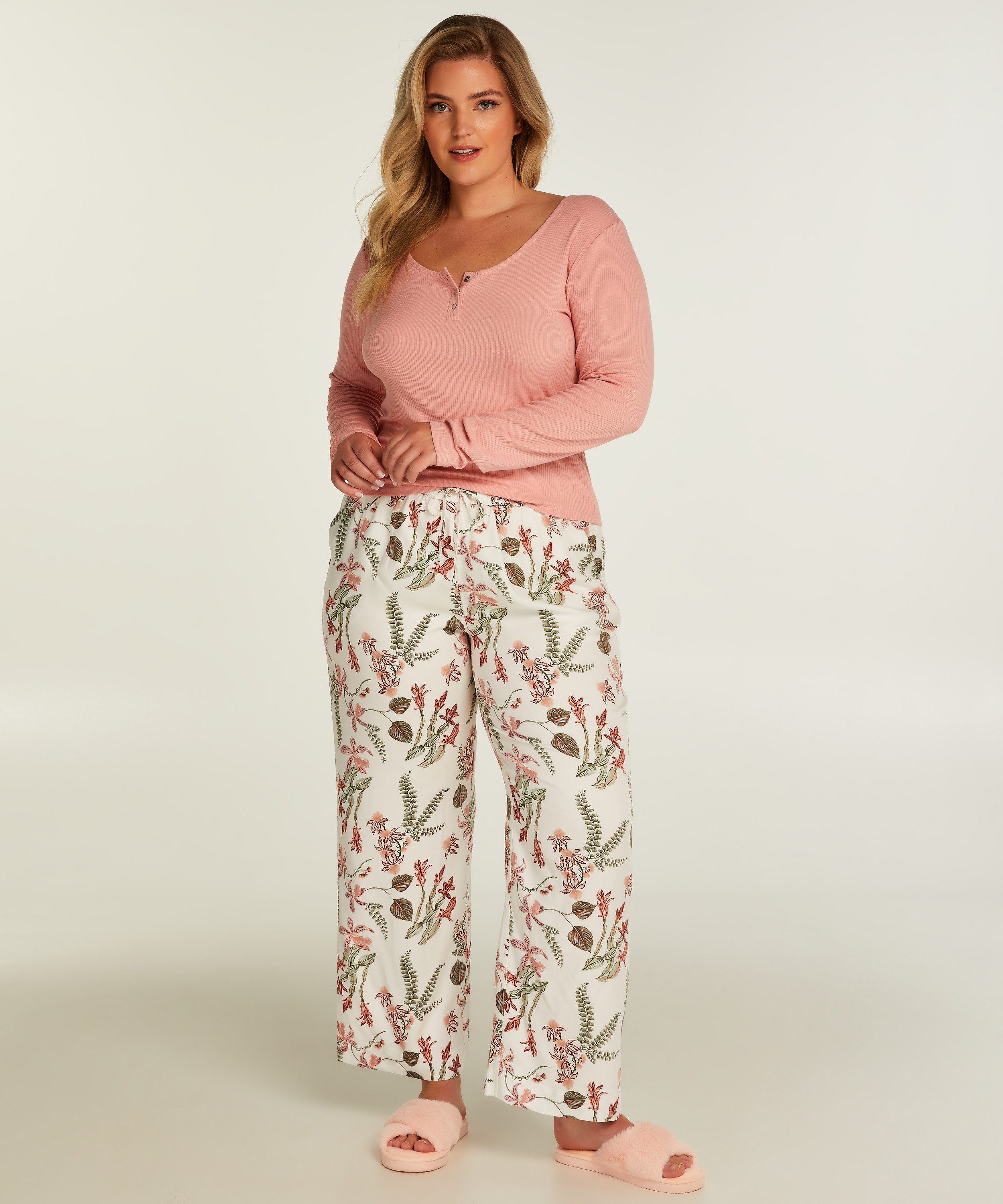 Tall Woven pyjama bottoms, White, main