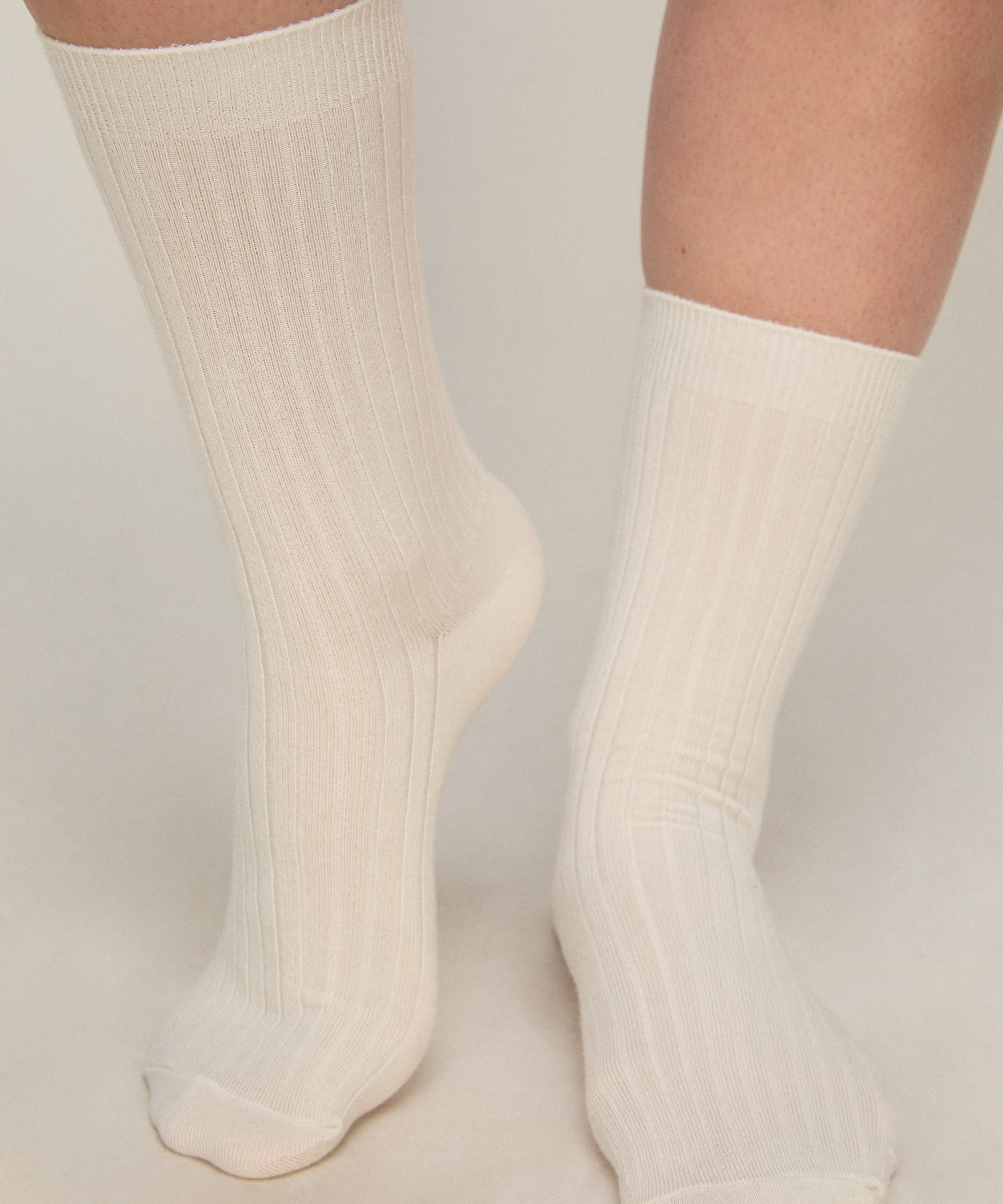 Cashmere Blend Ribbed Socks, Gray, main