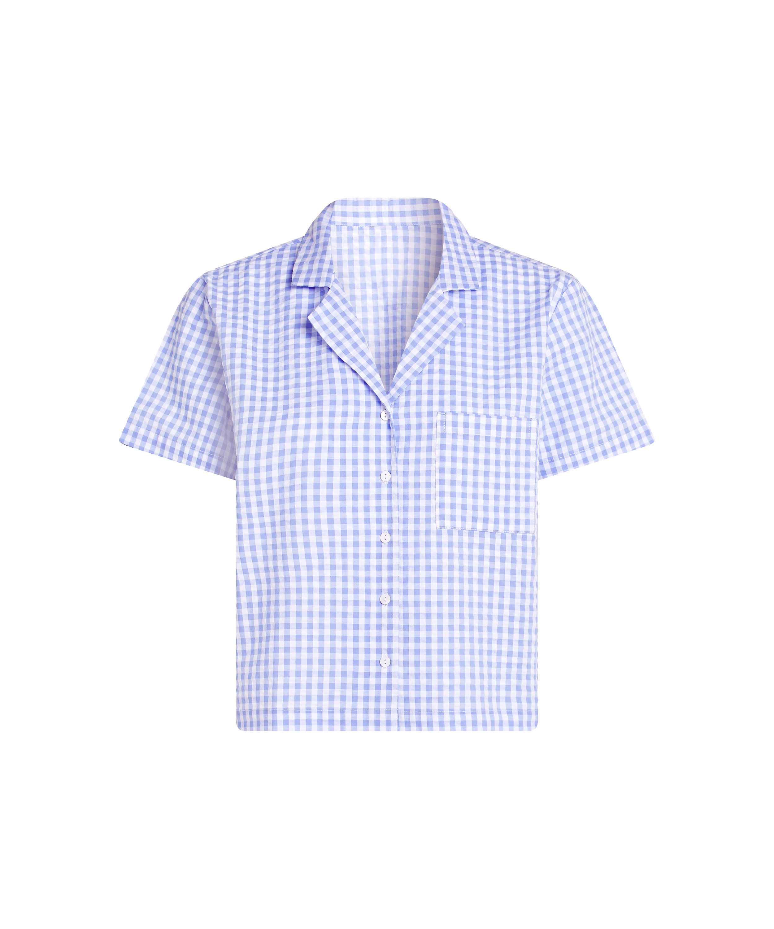 Seersucker Short-Sleeved Jacket, Blue, main