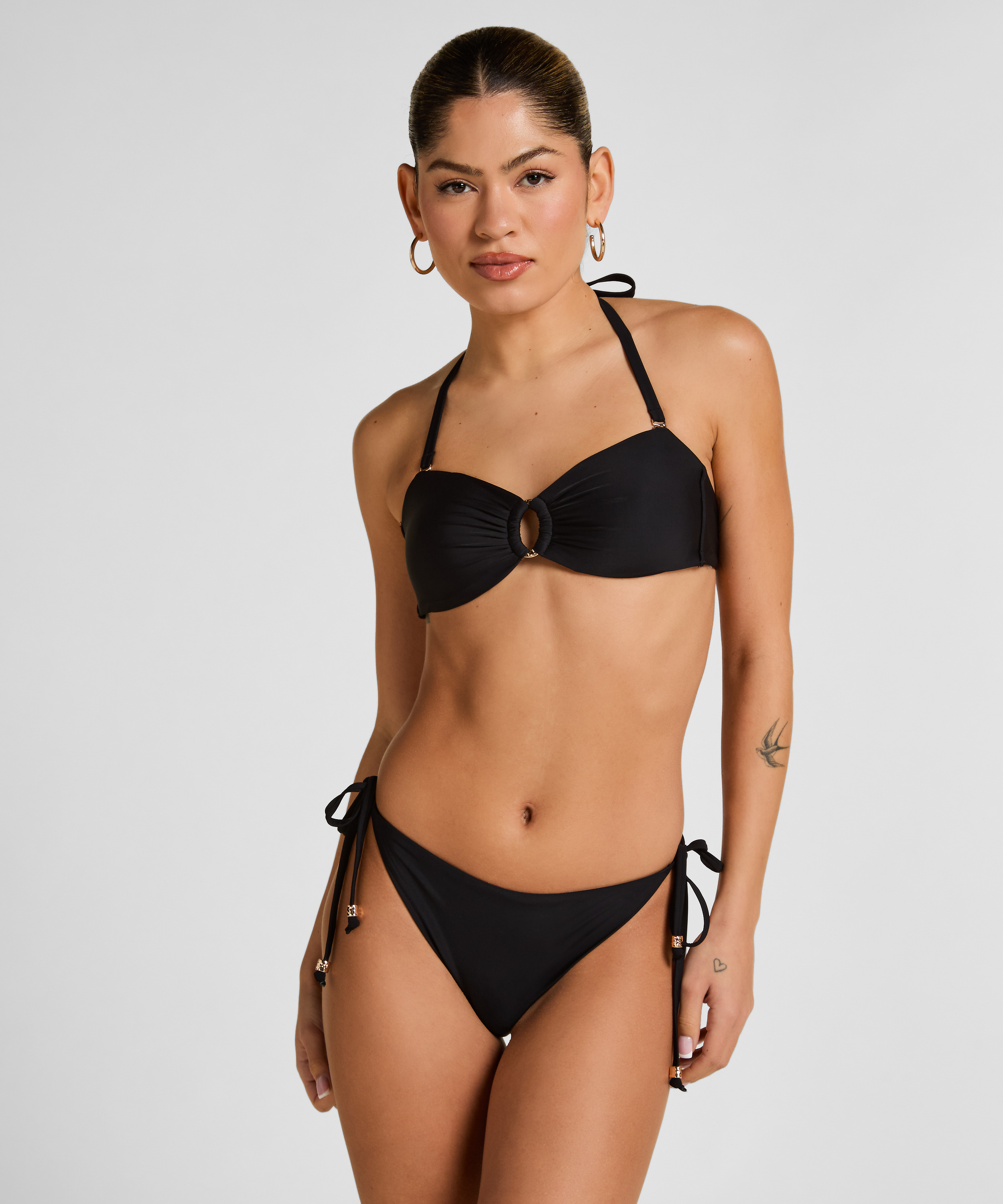 Luxe Bandeau Bikini Top, Black, main