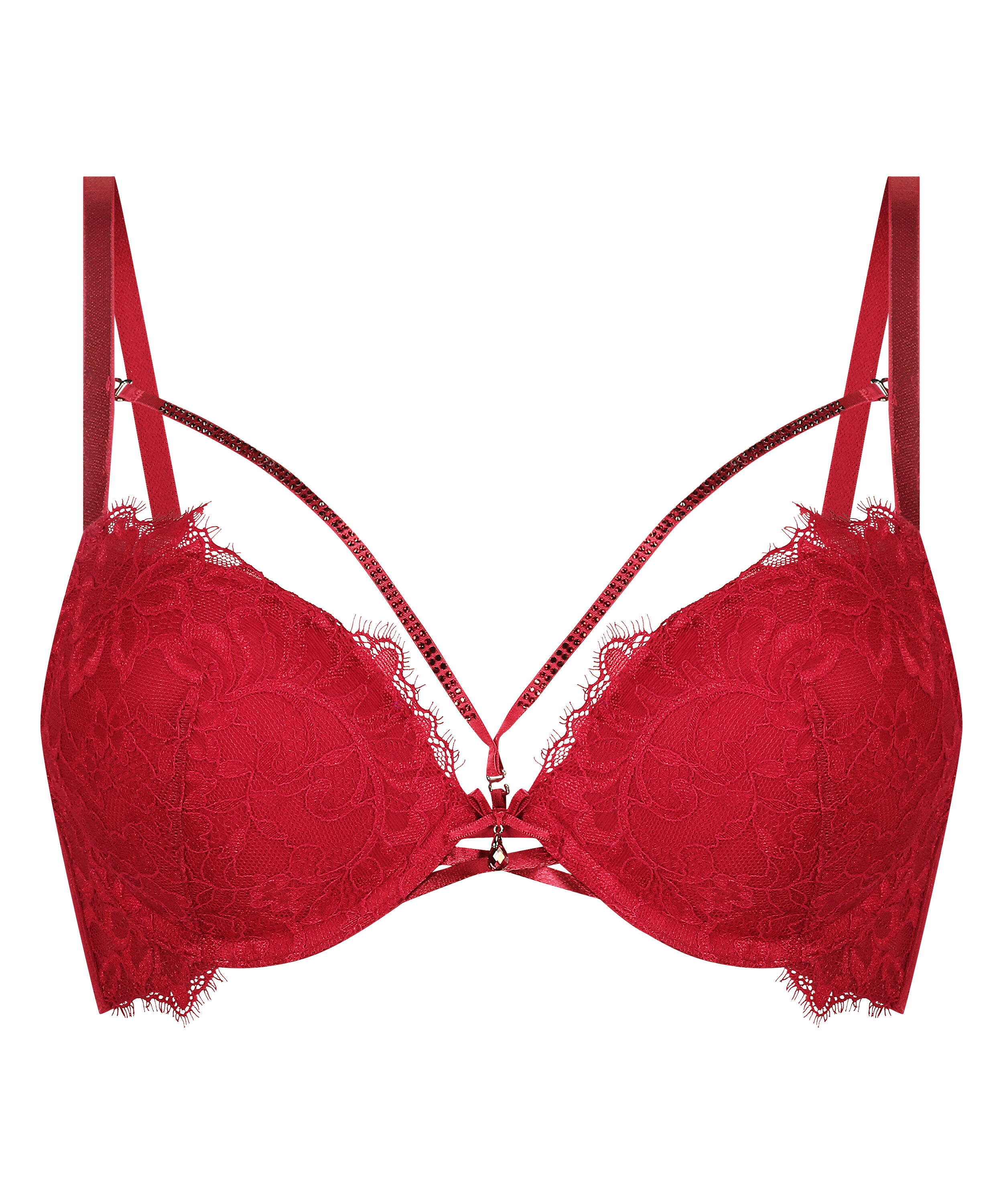 Charlotta Padded Underwired Maximizer Bra, Red