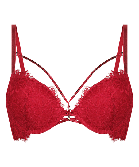 Charlotta Padded Underwired Maximizer Bra, Red