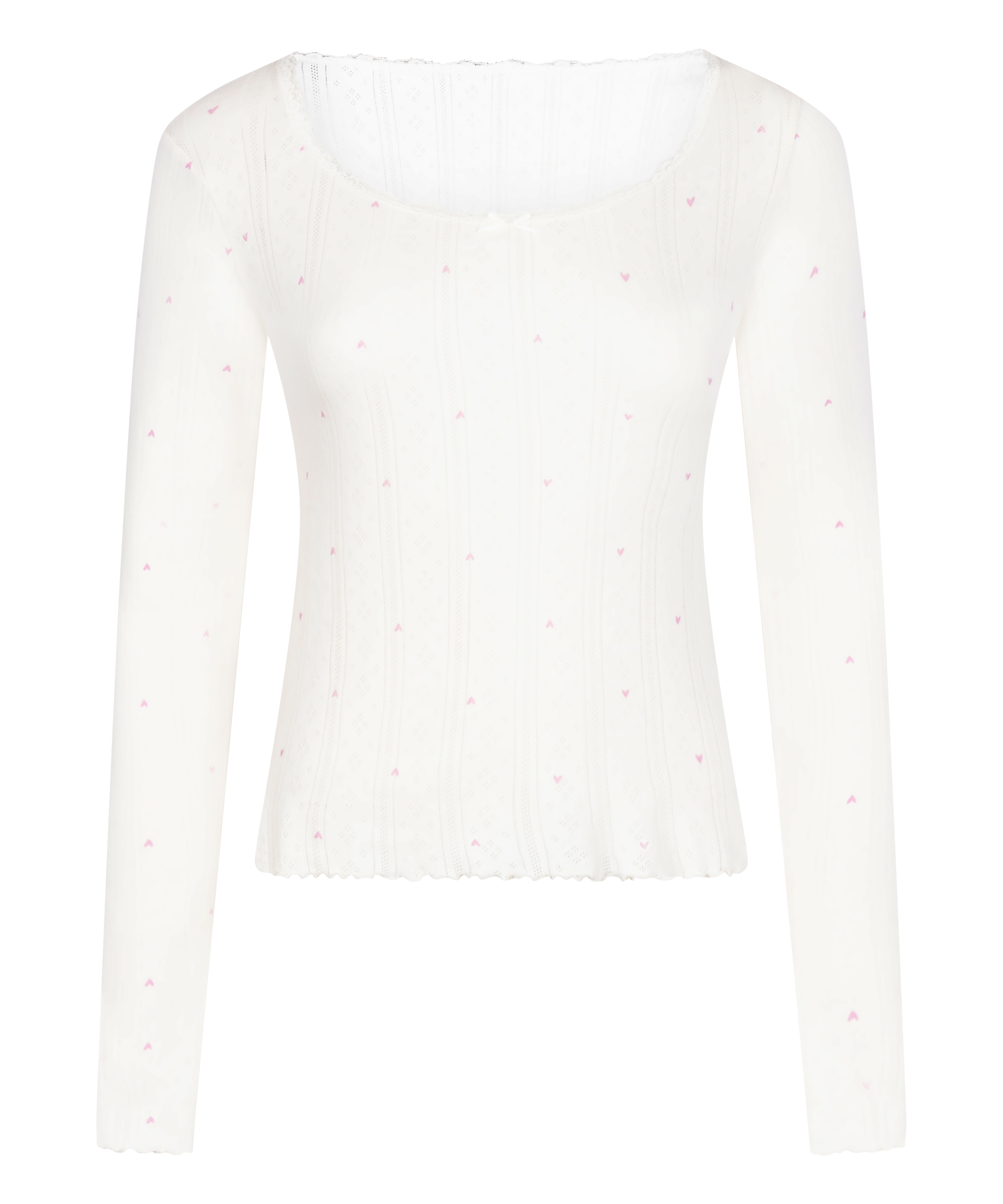 Pointelle Pyjama Top, White, main