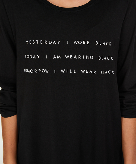 Round Neck Nightshirt, Black