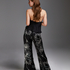 Petite Lotus satin palazzo trousers, Black