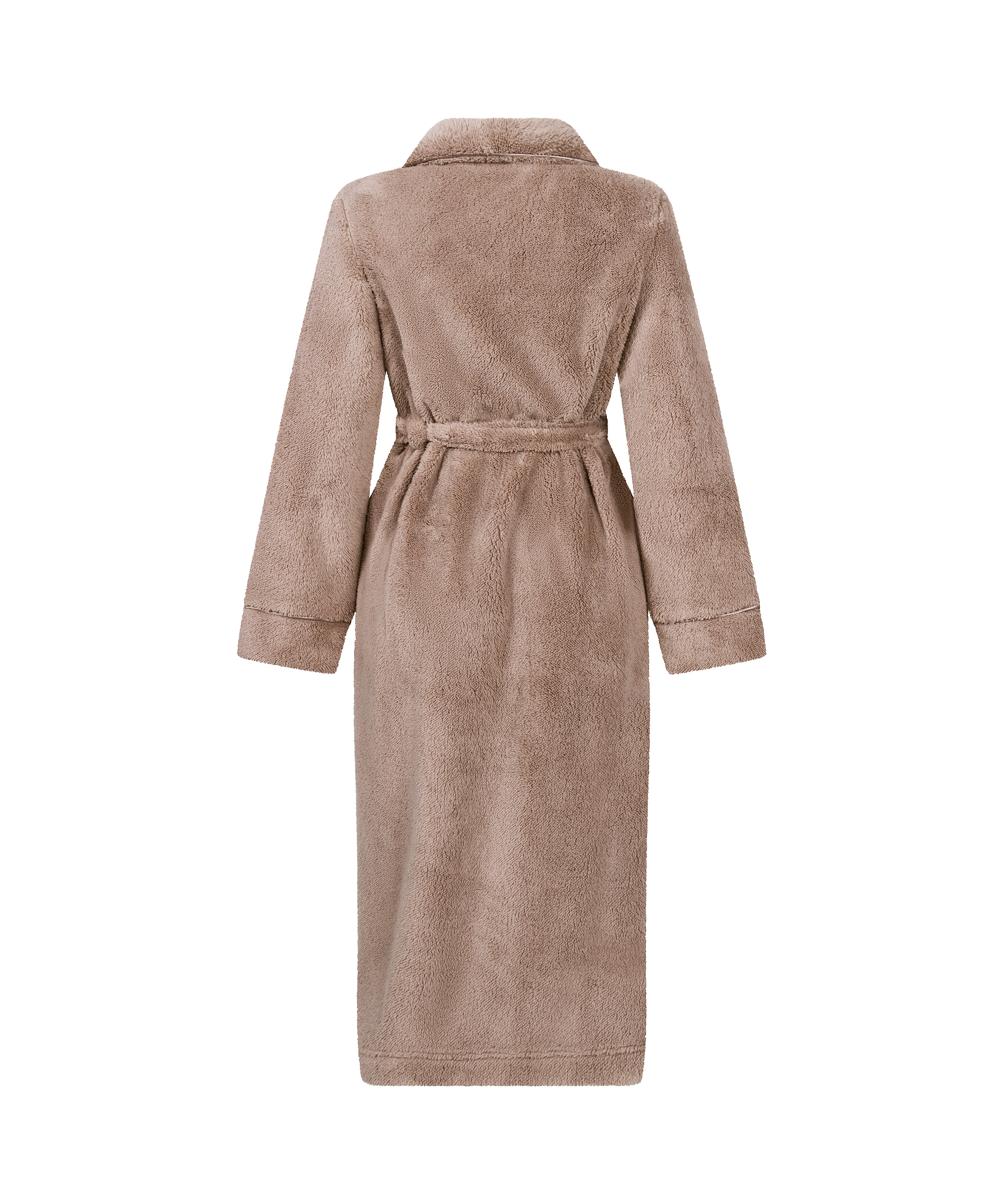 Long Fleece Bathrobe, Beige, main