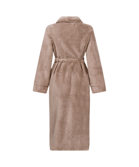Long Fleece Bathrobe, Beige